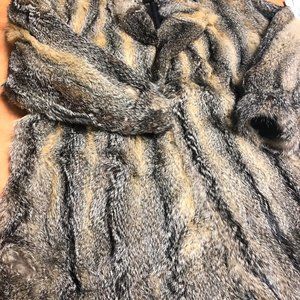 Gray red fox fur stroller jacket sz medium